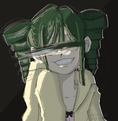 my persona, poiz, smiling at the screen.